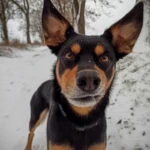 three and a half years old funny portrait of Tammi in a winter scenery