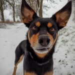 three and a half years old funny portrait of Tammi in a winter scenery