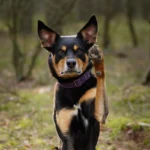 six and a half years old kelpie waving w paw